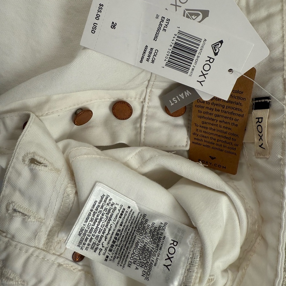 Roxy High Waist Cream Shorts - Picture 8 of 8